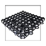 Kieskönig Rasengitter 50x50x4 cm schwarz Rasengitterplatten Rasenwaben Rasenmatten mit Bodenkreuzen Bodenwaben 12 Stück (3 m²)