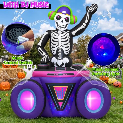 Aufblasbares Skelett-DJ mit Musik und LEDs, 1,8 m – Produktansicht 3