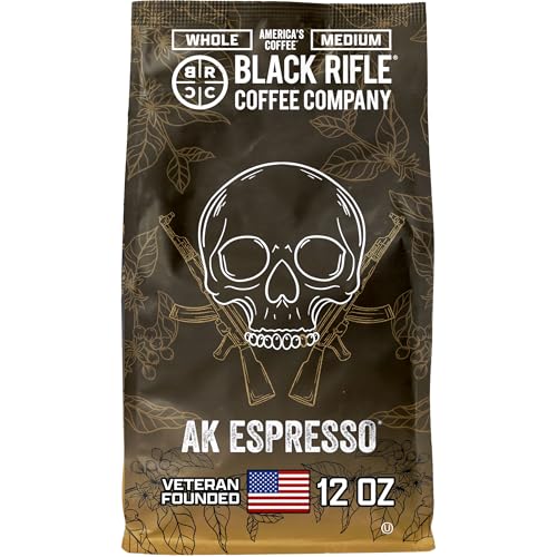 Black Rifle Coffee Company, AK-47 Espresso,100% Arabica Coffee,Colombian Supremo Roasted Dark, Whole Bean 12 oz Bag