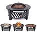 Inmozata Brasero 3 en 1 en métal carré avec grille de barbecue pour extérieur jardin ou terrasse