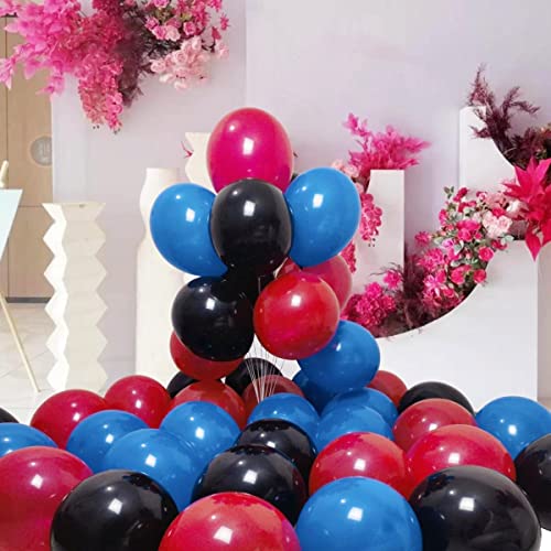 Image of 300 Pack Red Black Blue Balloons 100 of each of the 3 colors 12 inch Red Black Blue Latex Party Balloon Bulk for Various Party Events Decorations