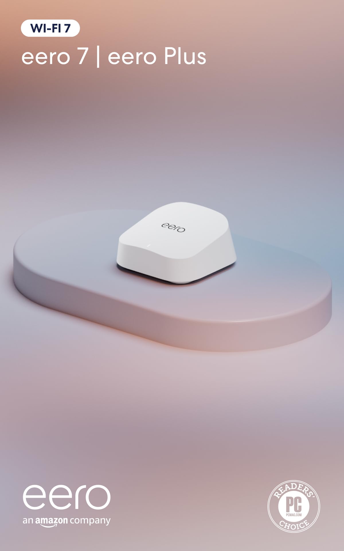 Amazon eero 7 with 1 month free eero Plus (auto-renews) - Supports internet plans up to 2.5 Gbps, Coverage up to 2,000 sq. ft., Connect 120+ devices, 1-pack with 1 month free eero Plus 1-pack