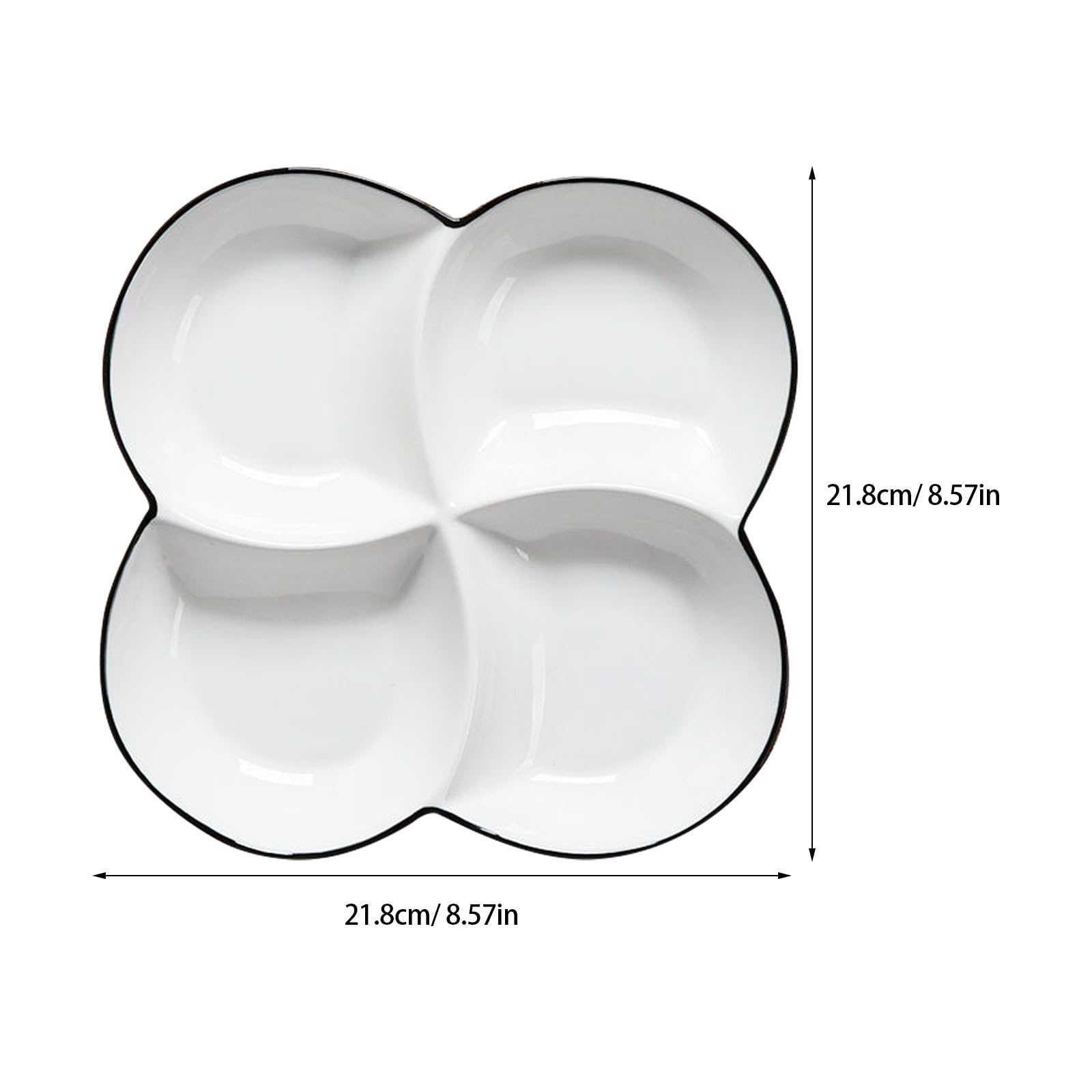 Kichvoe Plateau-repas compartimenté en céramique avec 4 compartiments, idéal pour les repas rapides et le contrôle des portions.