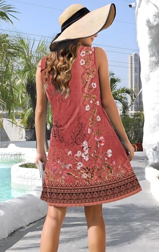 Image of ETCYY Sundresses for Women 2026 Vacation Swim Cover up Beach Dresses Button Down Sleeveless Boho Floral V-Neck Summer Dress