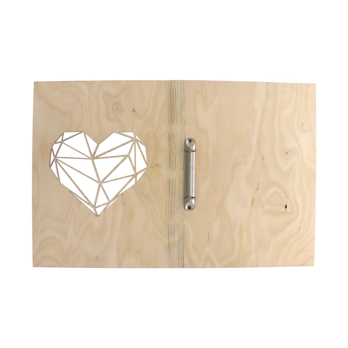 HOFMEISTER® - Raccoglitore A4 in legno con cuore, grande raccoglitore ad anelli in legno per documenti, ricette e ricordi, raccoglitore sostenibile fai da te da progettare, incidere e regalare