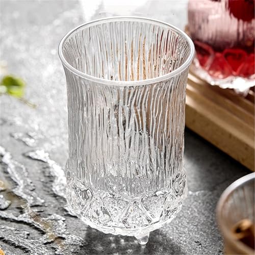 Vasos de vidrio antideslizantes taza grande con relieve de corteza 4