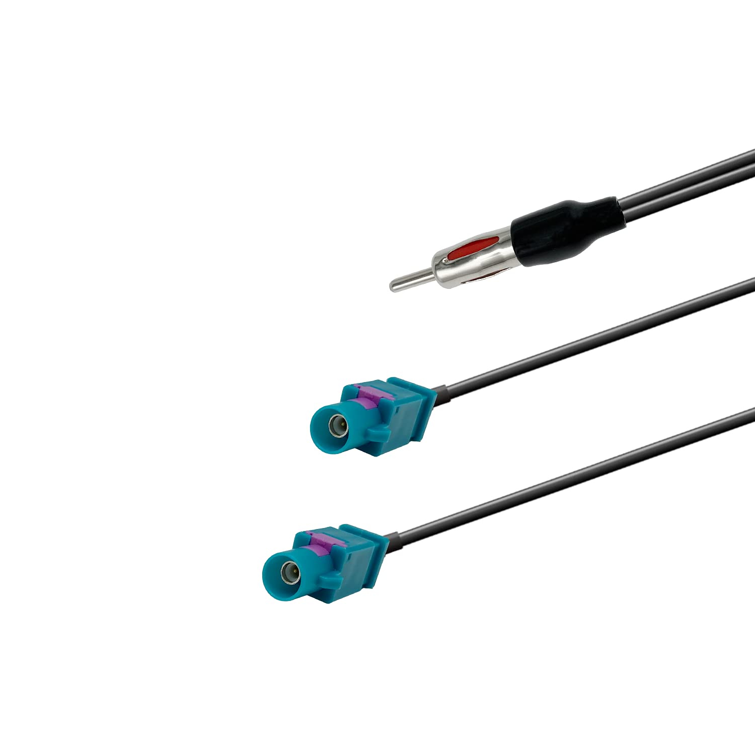 POBADY Splitter Cable DIN Male to Dual Fakra Z Male Car Radio Antenna Splitter Cable Fakra Z Plug to DIN Plug to Cable RG174 39CM/15IN for AM/FM Car Radio Antenna