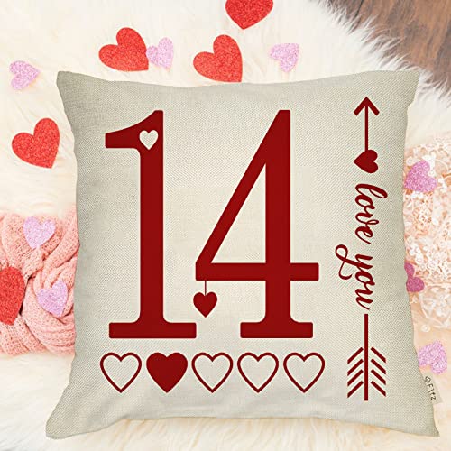 Fjfz Happy Valentine's Day Love Decorative Throw Pillow Covers 18 X 18 Set Of 4, Red Heart Arrow Holiday Porch Patio Home Decor, Quote Hugs And Kisses Lover Gifts Outdoor Sofa Couch Cushion Case #TOP5