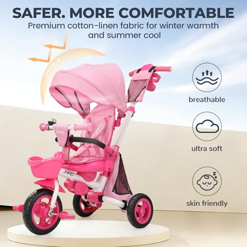 Image of JMMD 8-in-1 Foldable Toddler Tricycle for Ages 1-5, Portable Trike Stroller