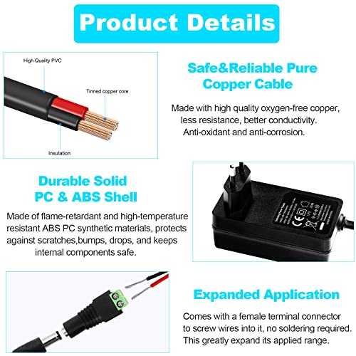 12V 5A Netzteil Adapter, AC 100-240V bis DC 12 Volt 5 Amp 60W Stromversorgung, Steckernetzteil 12V Universal AC/DC Netzadapter für LED Lichtstreifen CCTV-Kamera, Router ect. - Euro Stecker