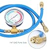 HSEAMALL R134A Car AC Refrigerant Charge Hose Kit with Gauge, Universal Can Tap, and Low Side Quick Coupler, Blue, 1m, 1 Count #4