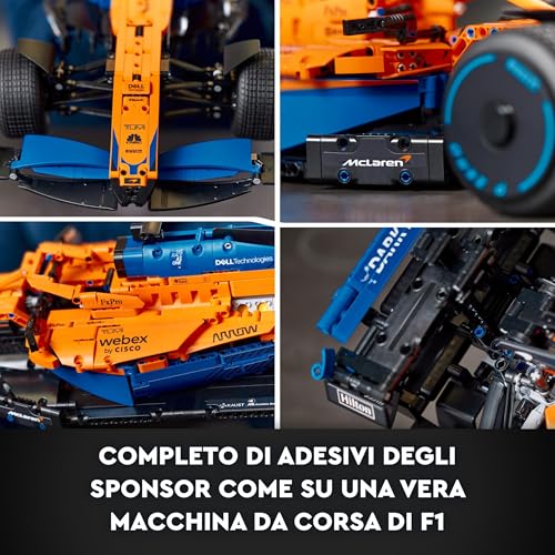 Technic Monoposto McLaren Formula 1, Replica dell'Auto Supercar per Adulti da 1.434 Pezzi, Idea Regalo per Lui, Lei, Uomo e Donna, Modellino da Costruire di Macchina da Corsa da Collezione 42141 - Lego - Immagine 4