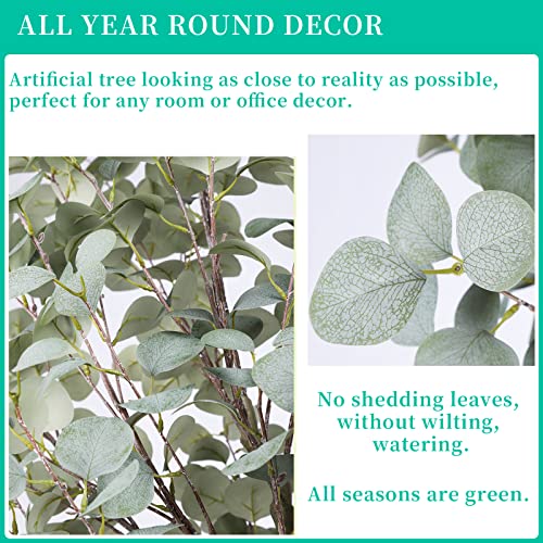 Artificial Eucalyptus Tree 6Ft（71"） Tall Fake Silver Dollar Leaves Eucalyptus Plants Faux Silk Eucalyptus Stems With Planter Artificial Tree For Indoor Outdoor Home Office Shop Decoration #TOP2