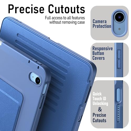 Image of JETech Multi-Angle Stand Case for iPad (A16) 11th /10th Gen, Navy