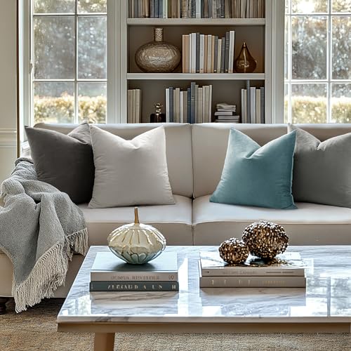 Image of MIULEE Pack of 2, Velvet Soft Soild Decorative Square Throw Pillow Covers Set Cushion Cases Pillowcases for Sofa Bedroom Car18 x 18 inch 45 x 45 cm