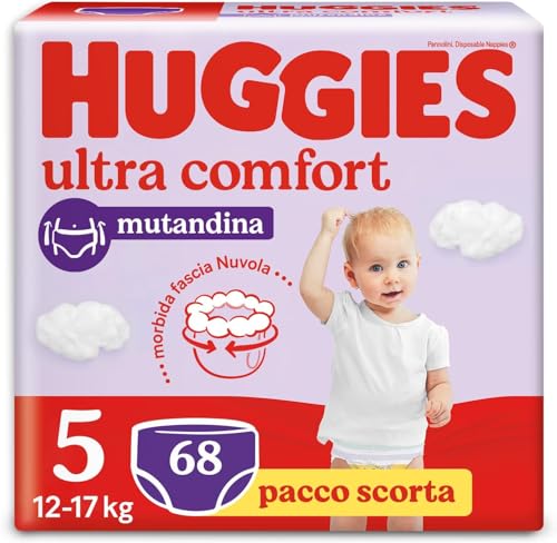 Huggies Ultra Comfort, Couches Taille 5 (12-17 Kg), Culotte respirante, Pack de stock, 68 Pcs