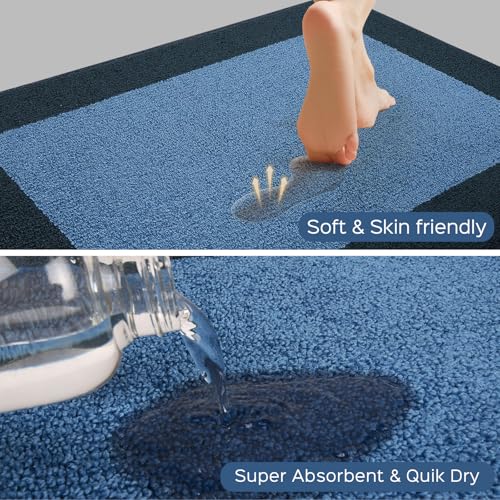 Image of Machine Washable (24 inch x 36 inch+ 24 inch x 60 inch') Runner Rugs Set of 2, Non Slip Kitchen Mats for Floor, Absorbent Entryway Rug for Kitchen, Bedroom, Hallway, Bathroom, Door (Roll Packing)
