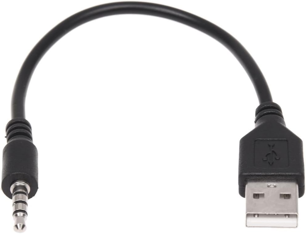REFURBISHHOUSE 3.5mm Plug AUX Audio Jack to USB 2.0 Male Charger Cable Adapter Cord for Car MP3