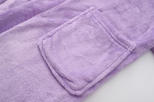 Image of Girls Soft Fleece Robes Plush Hooded Bathrobes Sleepwear for Kids 2-16 Years