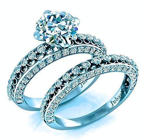 Amazon.com: 2Ctw Round Diamond Engagement Ring&Wedding Ring Sets ...
