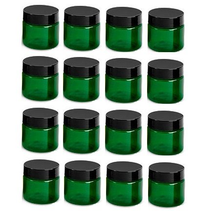 Nakpunar 1 oz Green Plastic Jars with Black Lids - Set of 16