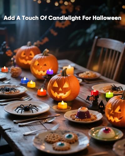 Image of Amagic 30 Pcs Multi Color Changing Tea Lights Battery Operated, 7-Color Changing LED Holiday Candles, 200+ Hours Long Lasting Fake Candle for Halloween, Pumpkin, Ofrenda, Christmas, Party, Home Decor