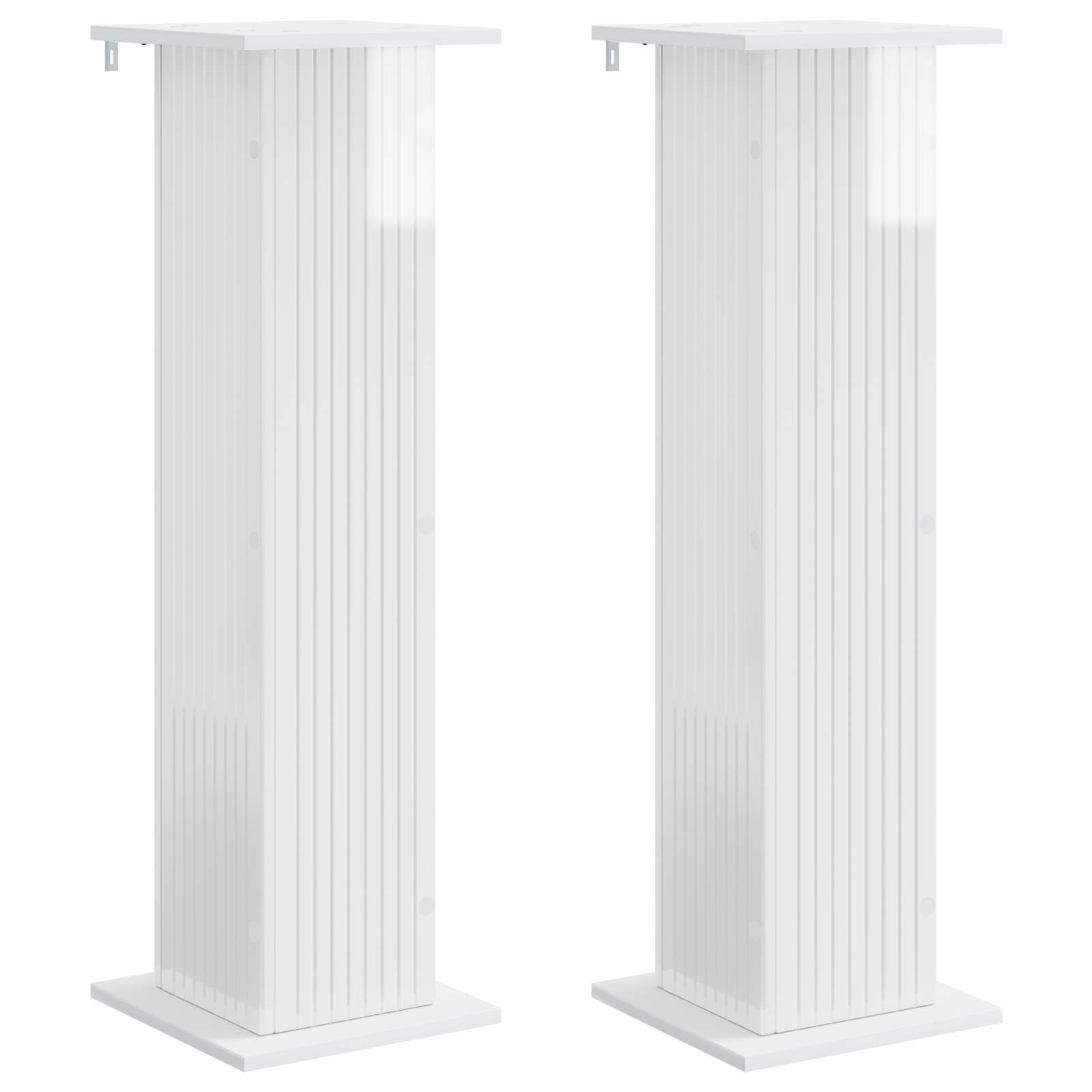 Support de Plante 2 pc Blanc Brillant 30,5 x 30 x 100,5 cm,Supports pour Plantes,899753