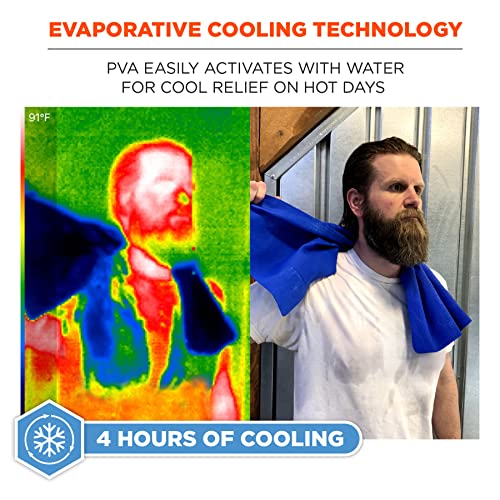 Image of Ergodyne Chill Its 6602 Cooling Towel, Long Lasting Cooling Relief Orange 29.50 inch x 13.00 inch (Pack of 4)