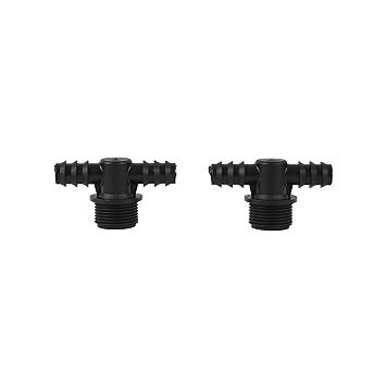 AQUA-AGRO | DRIP ADAPTOR - THREADED - TEE- 1/2 INCH (M-THD) X 16MM (BARB) - BLACK (PACK OF 10)