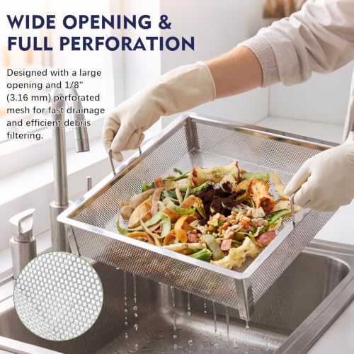 Image of 20 x 20 inch Commercial Drop-in Sink Drain Basket 304 Pre-rinse Scrap Strainer