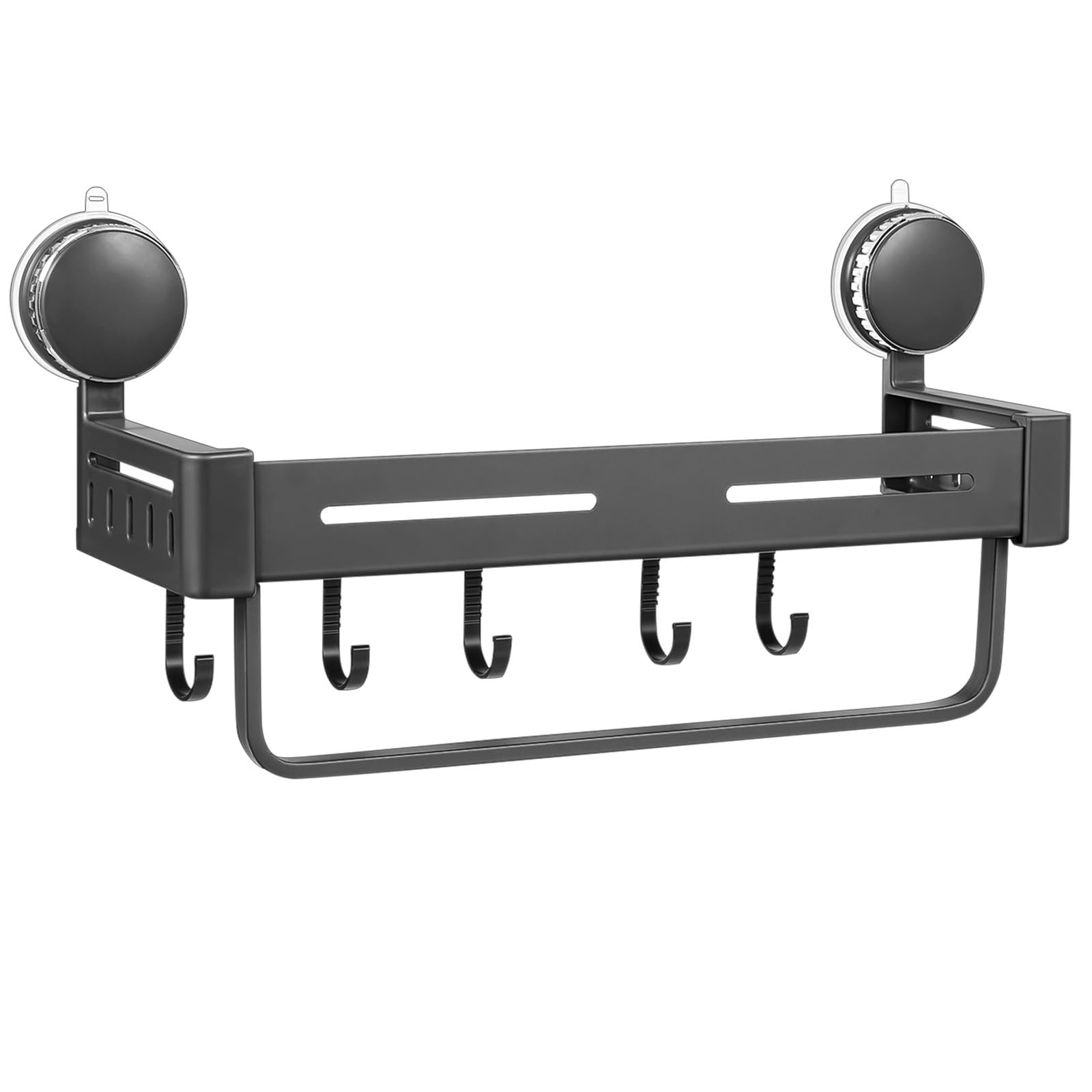 SUPVOX Étagère à Épices à Ventouses sans Perçage, Support de Rangement Mural Gris en Aluminium et Acier, Crochets Inclus, Gain de Place Cuisine et Salle de Bain, Organiseur Polyvalent