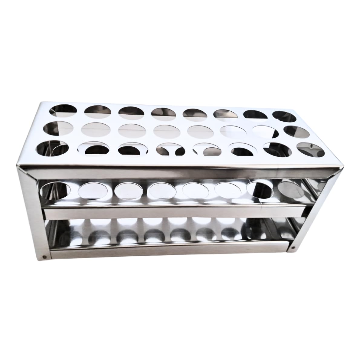 AANIJ® Test Tube Stand Stainless Steel 304 grade, Size 20 mm × 24 Holes Test Tube rack for Laboratory Pack of 1