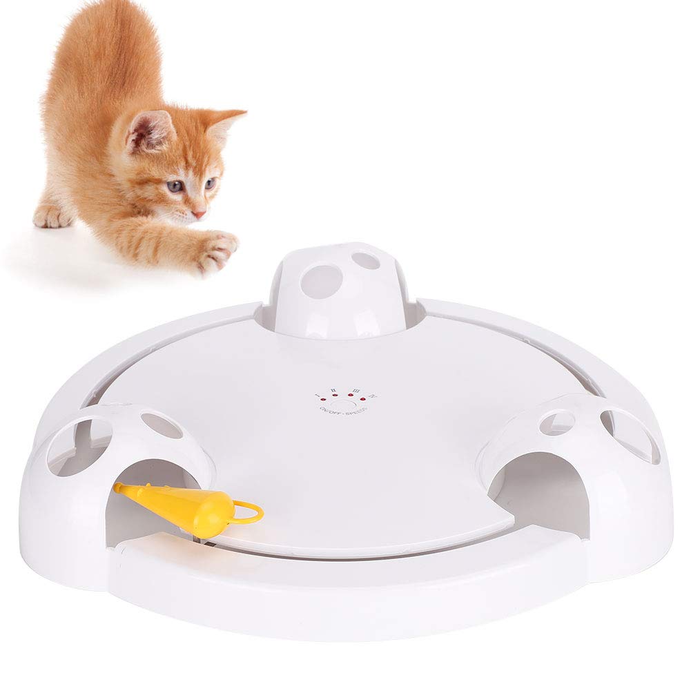 HEEPDD Turntable Electric Cat Toy, Automatisches Smart Teasing Cat Game Turntable Chasing Mouse Toy (Keine Batterie)(Weiß)