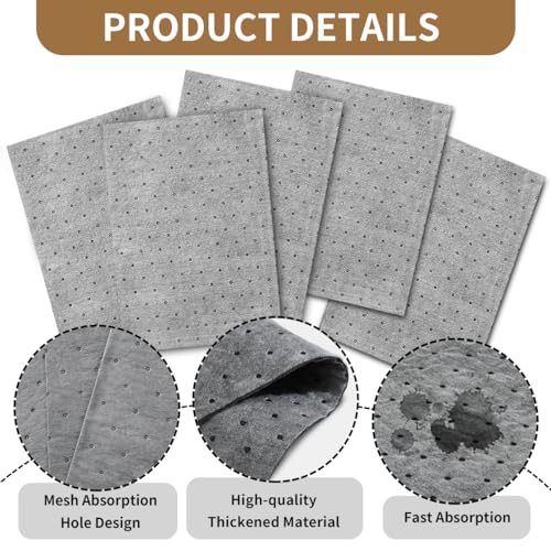 Image of 35 Pcs Oil Absorbent Pads, Oil Absorbing Sheets 15 inch x 20 inch Oil Spill Mat, Clean and Clear Oil Absorbing Sheets Oil Pads for Home Garage Basement Restaurant and Kitchen(Gray)