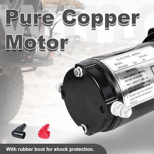 Winch eléctrico ATV/UTV con cuerda sintética 3000LB 12V 30 pies miniatura 6