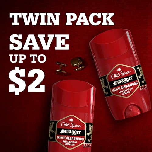 Image of Old Spice Antiperspirant Deodorant for Men,24 /7 Sweat & Odor Protection,24 /7 Lasting Freshness,Invisible Solid,Swagger with Cedarwood Scent,2.6 oz,(Pack of 4)
