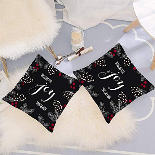 Batmerry Merry Christmas Theme Decorative Pillow Covers 18 x 18 inch,Poinsettia Holly Pine Merry Christmas Double Sided Throw Pillow Covers Sofa Cushion Cover Lumbar Pillowcase - Image 7