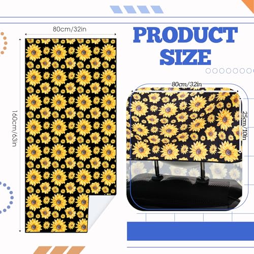 Image of Hahafelt 2 Pack Car Seat Towel Cover with Storage Bag, Sunflower | 63 x 32 in Car Towel Seat Cover Non Slip Waterproof, Gym Workout Swimming Running, Machine Washable Sweat Absorbent Protector