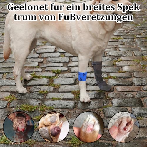 2Pcs Pfotenschutz Hund Verletzung Hundeschuhe bei Verletzungen Hundeschuhe Pfotenschutz Pfotenschuhe Hund Verletzung Atmungsaktiv,Weich Haustierwunden Verhindern Lecken mit 1 Selbsthaftende bandage（M）