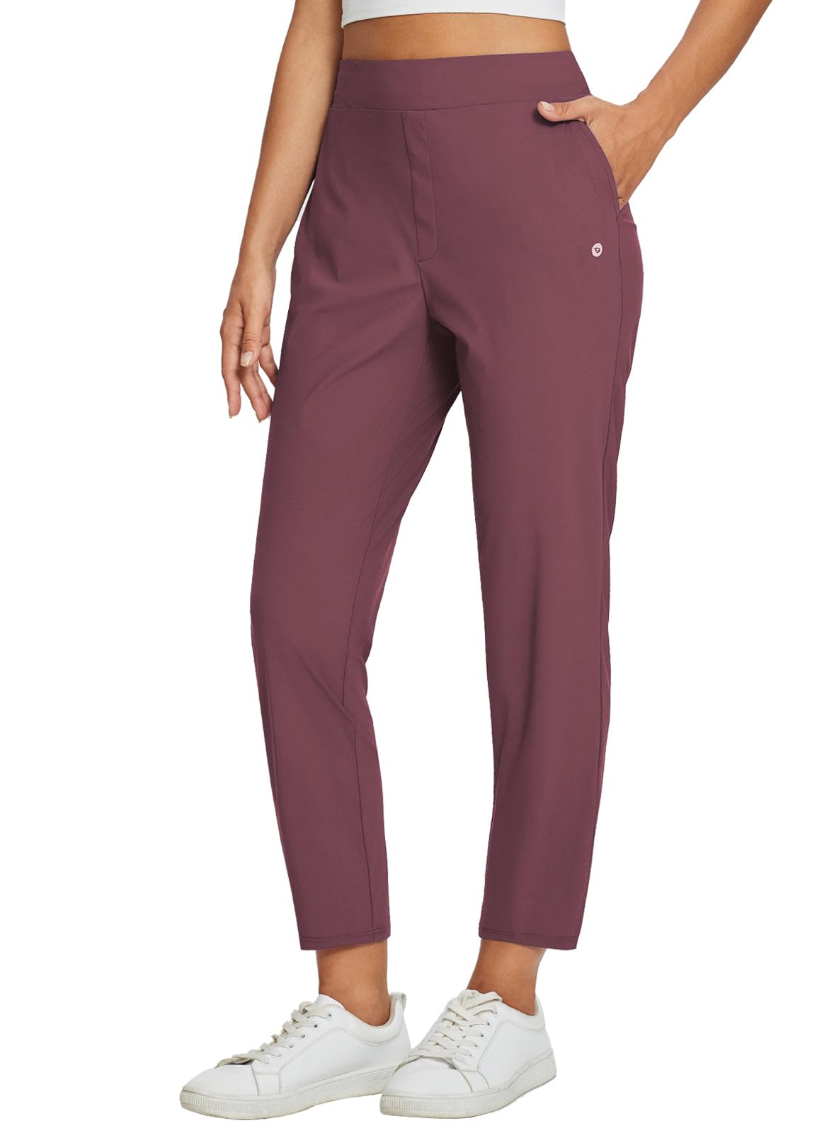 baleaf Womens Work Pants Stretch Petite Dressy Slacks with Pockets Travel Golf Business Casual Wine Red XS