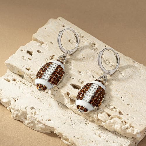 Rhinestone Sport Ball Drop Earrings Shiny Football Basketball Baseball Volleyball Soccer Dangling Earrings for Women Game Day Jewelry Decoration2
