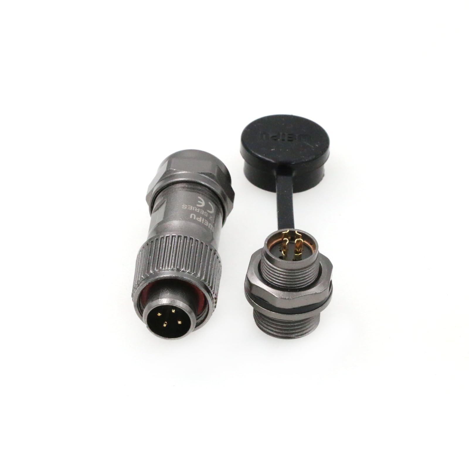 Weipu ST12 Waterproof Cable Connector 4Pin IP67 Metal Threaded Circular Aviation Power Connector Solder Electrical Wire Plug Socket 12mm (4 Pin 5A)