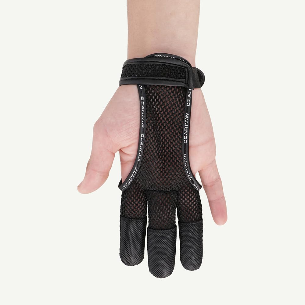 BEARPAW PRODUCTS Schießhandschuh Summer 3 Finger – Leichter Archery Bogenschießen Handschuh mit Mesh, atmungsaktiv & robust, für Recurve & Langbogen, präzise Schusskontrolle