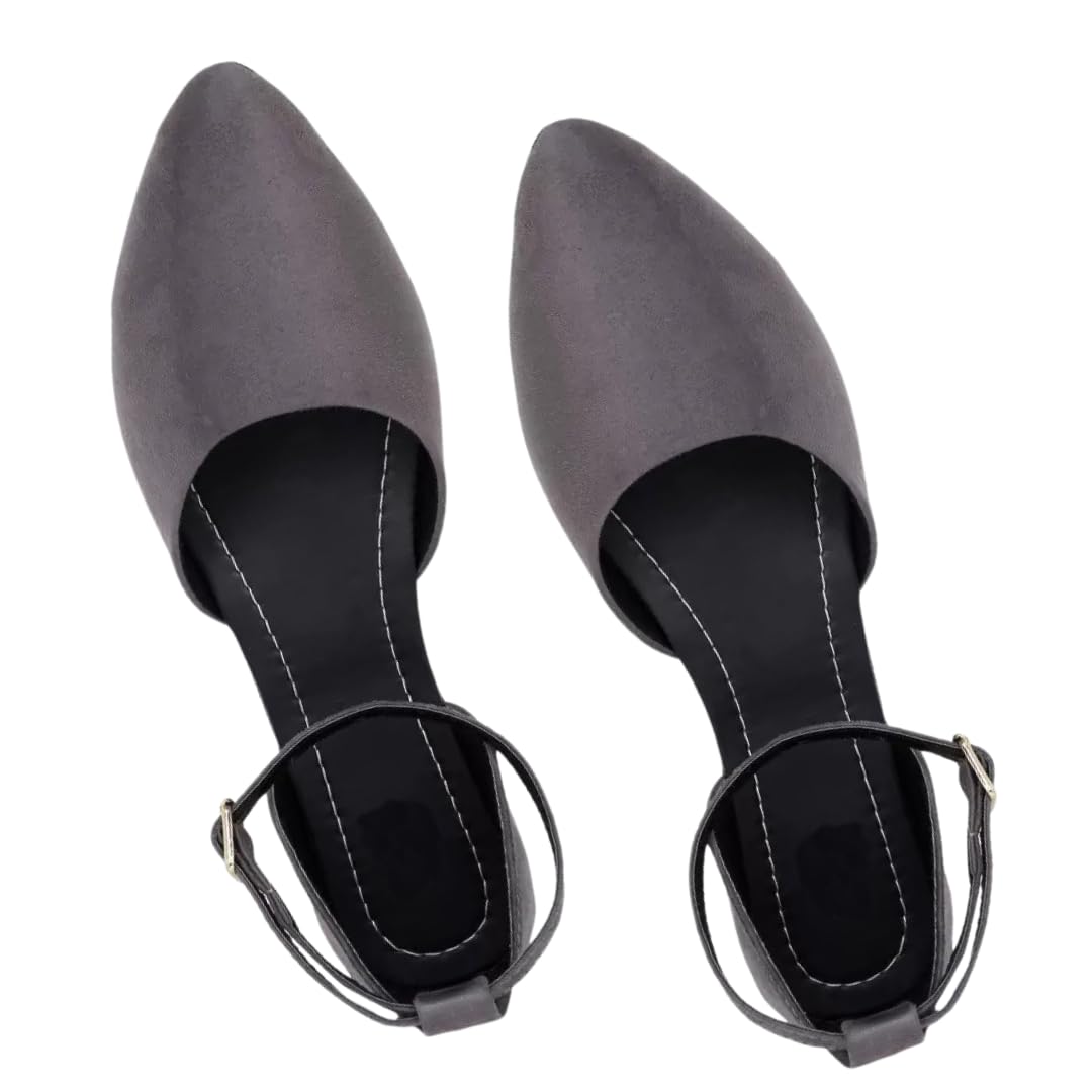Suede Casual Footwear for Women Stylish Ankle Strap Buckle Belly for Party Formal wear Casuals Comfortable and Fashionable Bellies for Women and Girls |-image-47