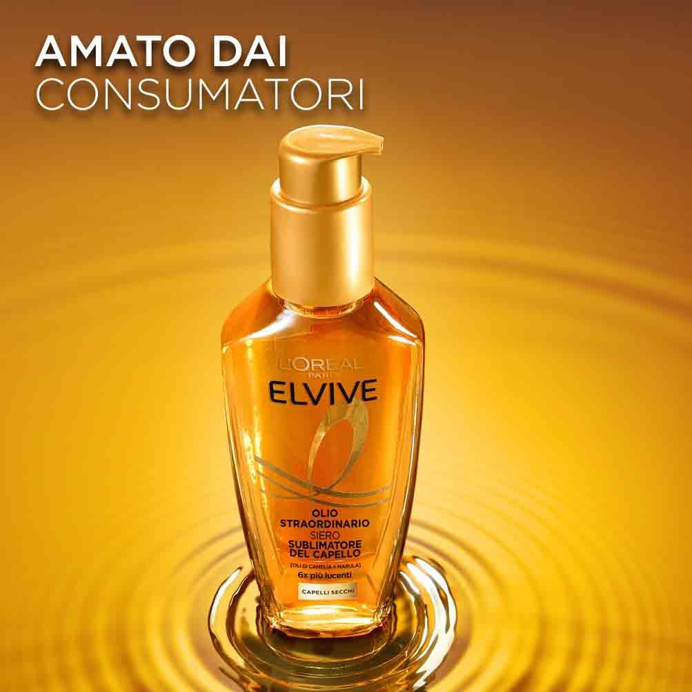 L'Oréal Elvive Trattamento, Per Capelli Normali o Secchi, Protegge da Aggressioni e Nutre la Fibra, Per Capelli Morbidi e Leggeri, Con Oli Preziosi di Marula e Camelia, Olio Straordinario, 100 ml