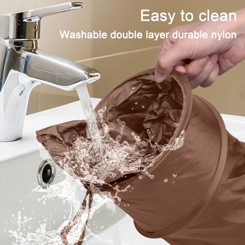 Image of Car Trash Can, 2 Packs Mini Car Garbage Can, Collapsible Trash Bin | Pop-Up Trash Can for Car Front Back Seat, Portable Car Trash Bag Hanging for Vehicle SUV Rv Truck Accessories Interior, Brown