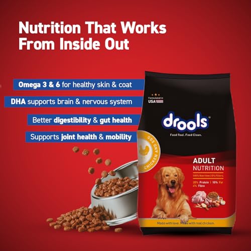 Image of Drools Adult Dry Dog Food, 20kg | Chicken and Egg Flavour | Brain Development | Easily digestible | Growth and Development