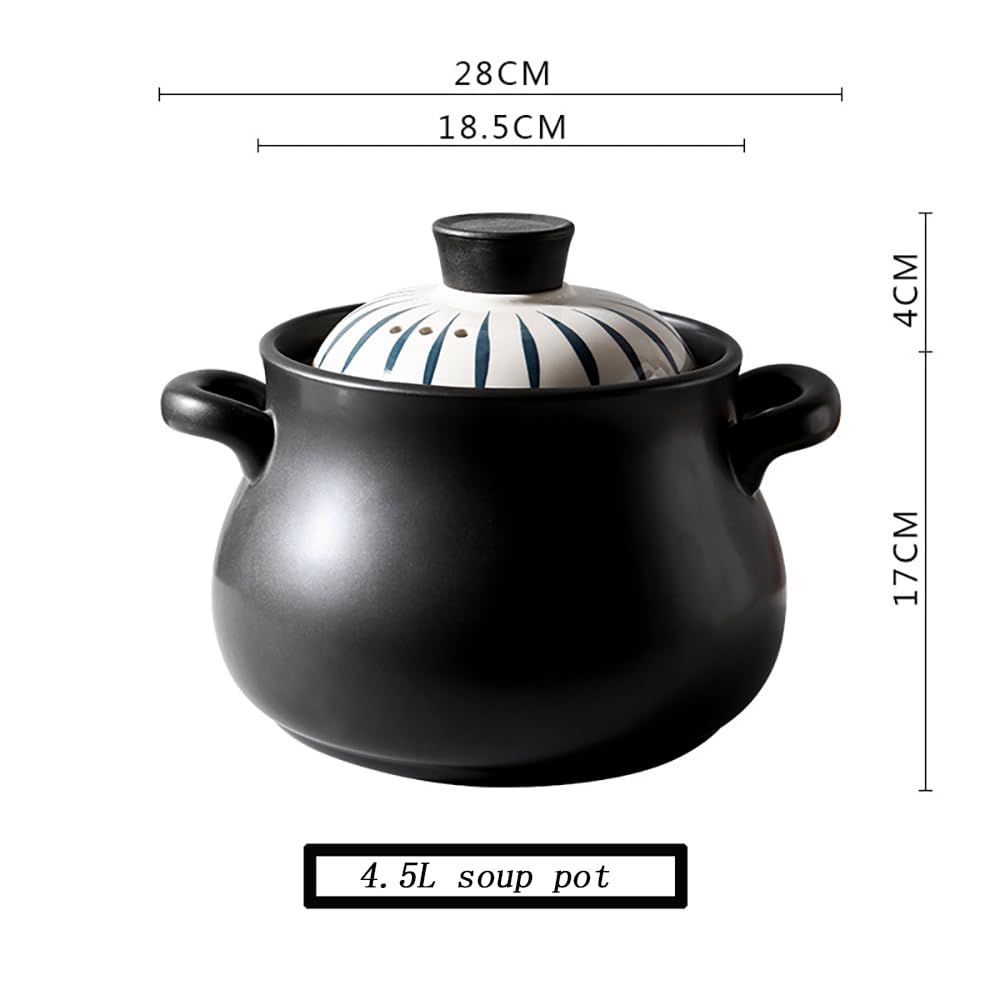 Ceramiczny garnek do duszenia, Ceramiczny czarny garnek gliniany do zapiekania z pokrywką(4.5l)