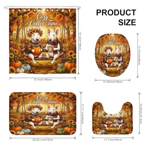 Ensemble rideau de douche citrouille d'automne et tapis assortis