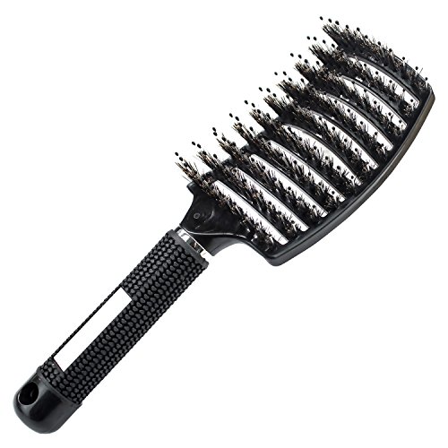 Vented Styling Hair Brush, Boar Bristle Curved Hair Brush Detangling Thick Hair Massage Brush for Women Long Thick Curly Straight Hair